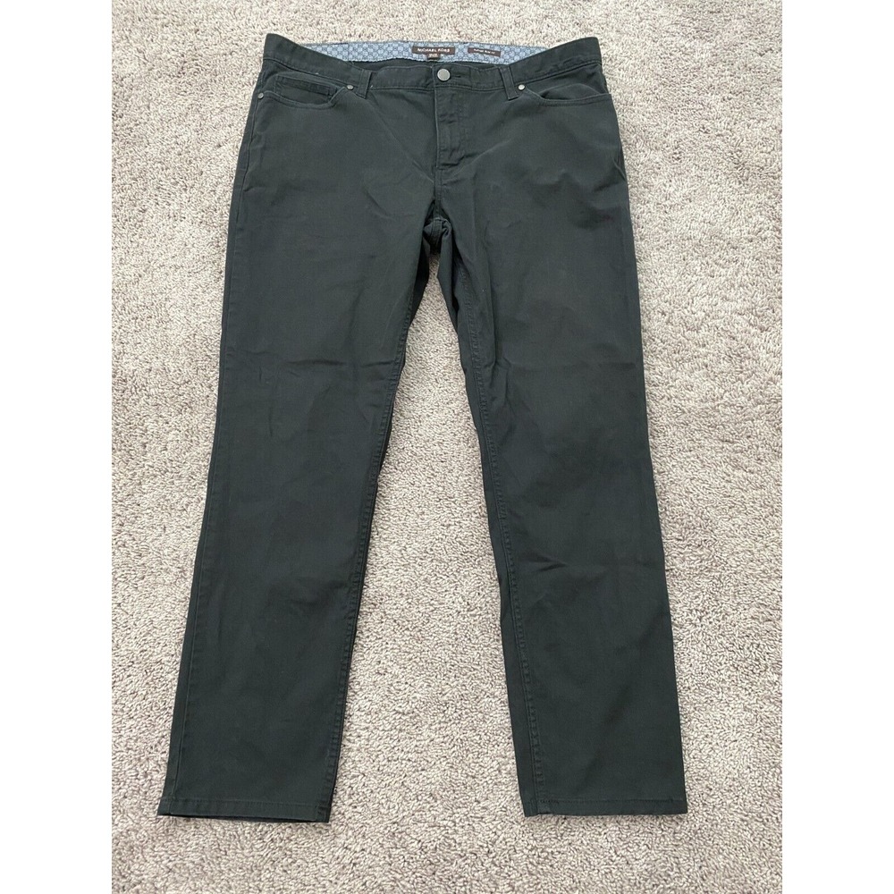 Michael Kors Chino Pants Mens 36/30 Black‎ Parker Slim Fit Zip Fly